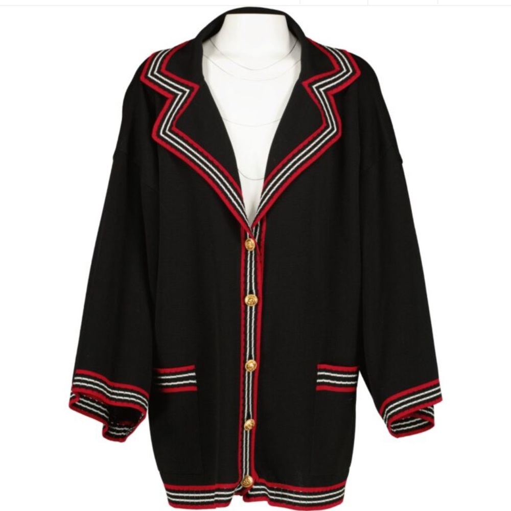 NWT GUCCI silk blend bat sleeve oversized striped cardigan w/ gold buttons